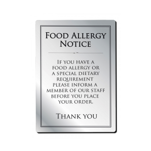 Food Allergy Sign Silver A5 (210 x 148mm)