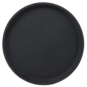 Black Round Non - Slip Serving Tray (16'') JMP921